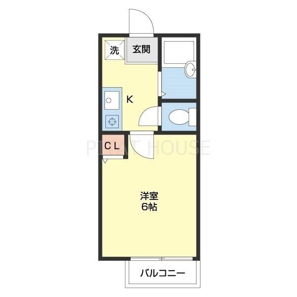 垣本ハイツIV(1K/1階)の間取り写真