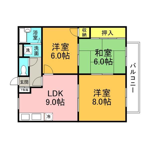 モアクレスト花田公園A棟(3DK/1階)の間取り写真