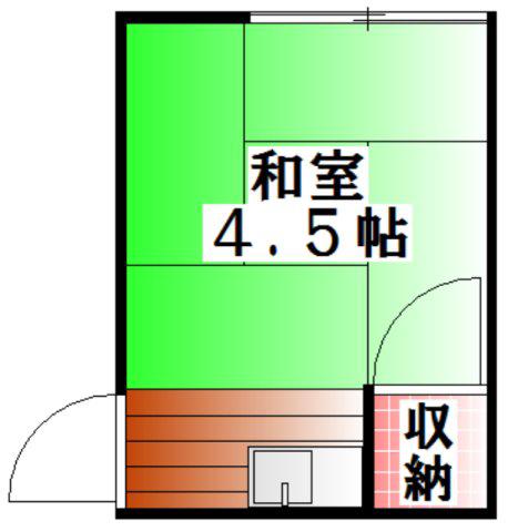 みなみ荘(ワンルーム/2階)の間取り写真