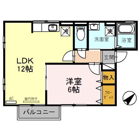 グリチネ(1LDK/2階)の間取り写真