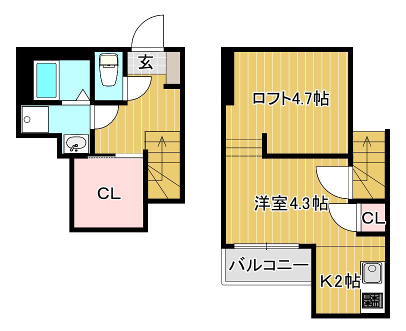 M.S FELIZ須屋(1K/2階)の間取り写真