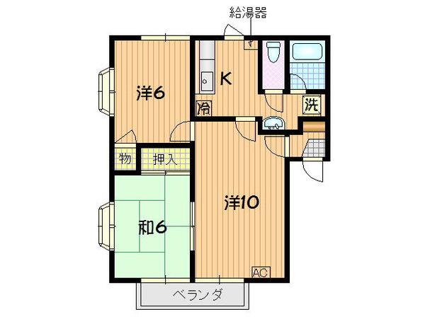 メルリン1番館(3K/1階)の間取り写真