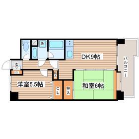 ヴィラIZUMIセントラル(2DK/1階)の間取り写真