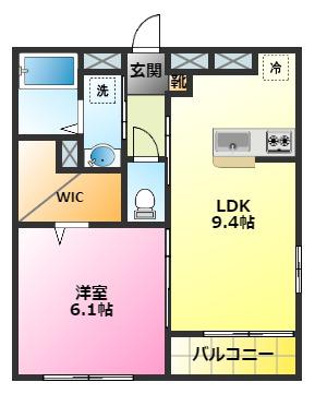 メルベーユ(1LDK/1階)の間取り写真