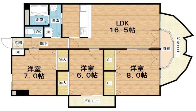 ダイヤモンドパレス(3LDK/2階)の間取り写真