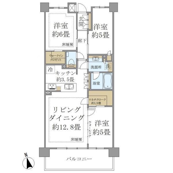 グランリビオ浜田山(3LDK/2階)の間取り写真