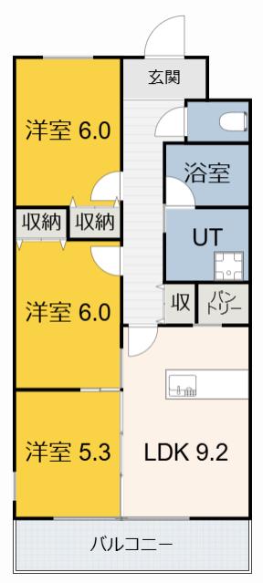 ベルエキップ(3LDK/1階)の間取り写真