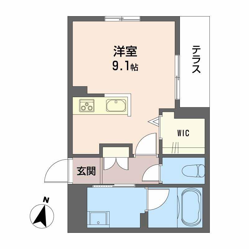 ハイネスト霞町(ワンルーム/1階)の間取り写真