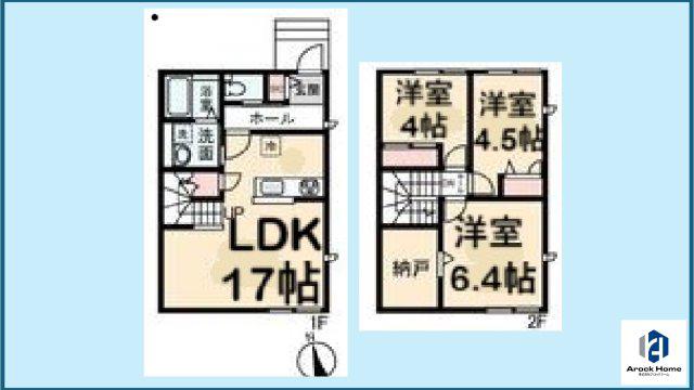 グランディールA(3LDK/1階)の間取り写真