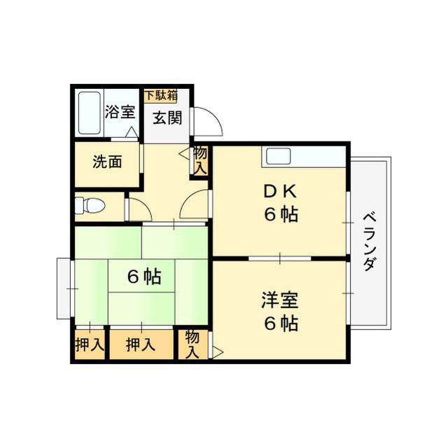 ミナセリバーハイツI(2DK/1階)の間取り写真