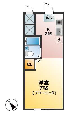 サンコーポ(1K/2階)の間取り写真