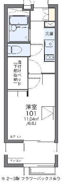 レオパレスエスペランサ千住緑町(1K/3階)の間取り写真