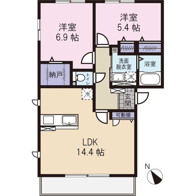 BREVE HILLS(2LDK/1階)の間取り写真