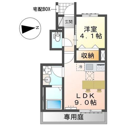 海老名市大谷北アパートⅤ期(1LDK/1階)の間取り写真