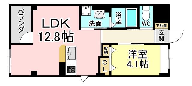 門司区松原アパート(1LDK/2階)の間取り写真