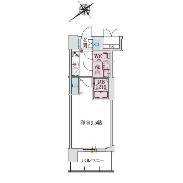 スプランディッド堺東3(1K/8階)の間取り写真