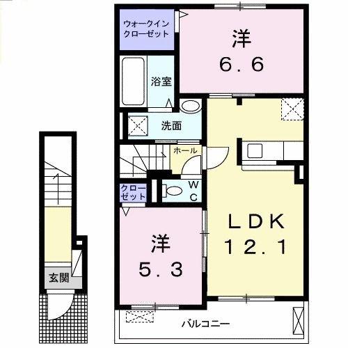 スイートピー(2LDK/2階)の間取り写真