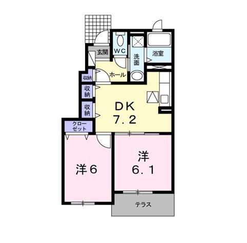 サンライズレジデンス(2DK/1階)の間取り写真