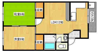 マンションスカイピア(2LDK/1階)の間取り写真