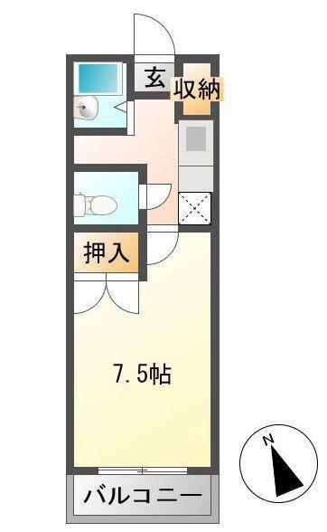 レグルス神辺(1K/4階)の間取り写真