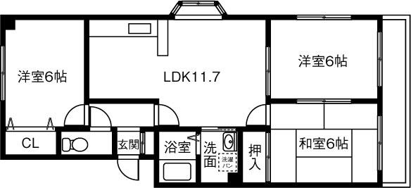 メゾンメルベーユ(3LDK/3階)の間取り写真