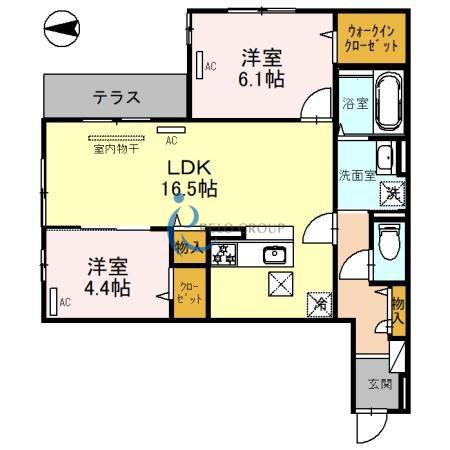 クラシスト加美正覚寺(2LDK/1階)の間取り写真
