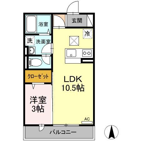トレビナ武蔵野(1LDK/1階)の間取り写真