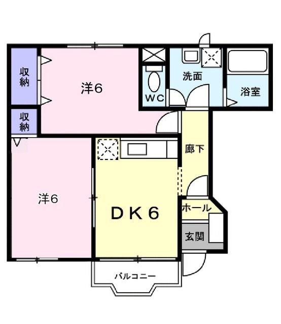 マノワール・ヴェールII(2DK/1階)の間取り写真