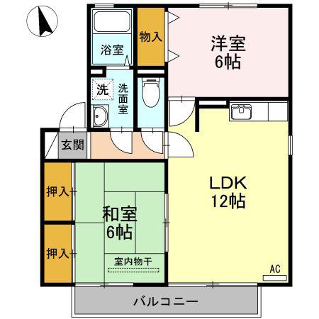 フルールメゾンB(2LDK/2階)の間取り写真