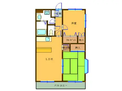 エスパスハマノ(2LDK/4階)の間取り写真
