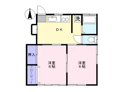 クリスタル(2DK/1階)の間取り写真