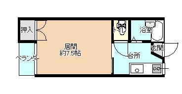 ランセルハウス(1K/1階)の間取り写真
