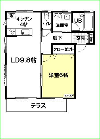 アーバニズム67B(1LDK/1階)の間取り写真