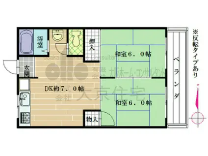 メゾン平野(2DK/3階)の間取り写真