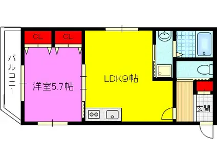 トワ・メゾン(1LDK/2階)の間取り写真