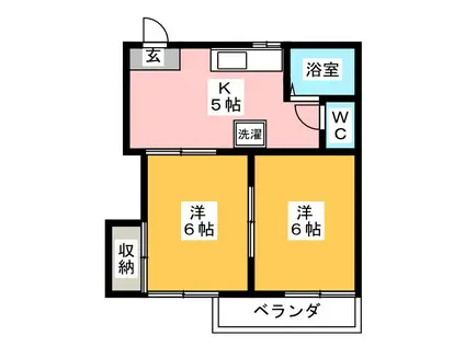 タウニー東進 B棟(2K/2階)の間取り写真