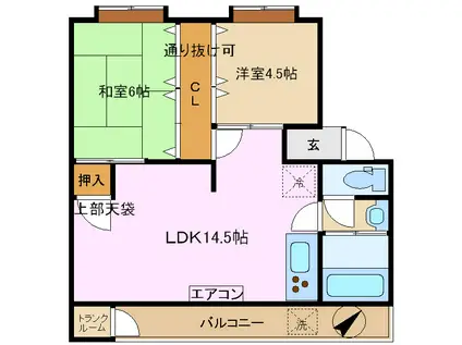 HIRAO JYUTAKU 平尾66号棟(2LDK/4階)の間取り写真