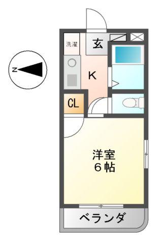 サンマンション大曽根(1K/4階)の間取り写真