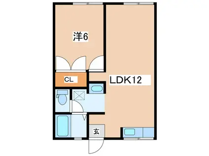 シティハイム城南(1LDK/2階)の間取り写真