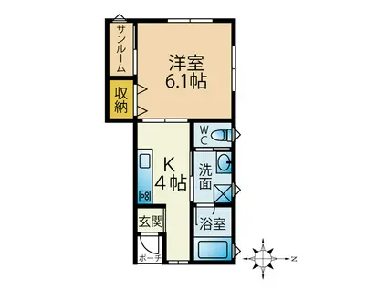 メゾン・ド・パステル中道 D(1K/1階)の間取り写真