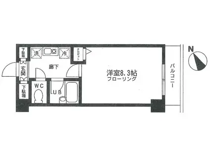 ドルックス横浜(1K/2階)の間取り写真