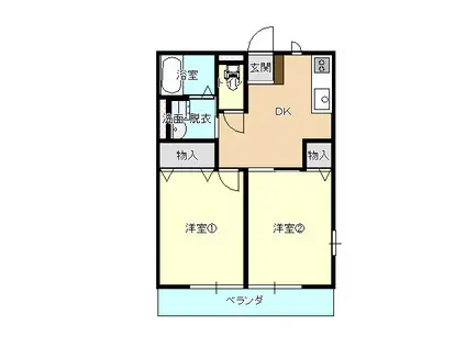 ローレルハイツIV(2DK/1階)の間取り写真