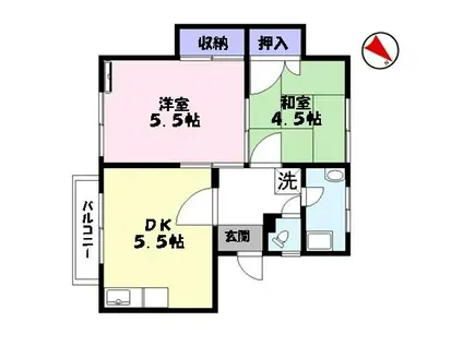 河津マンション(2DK/1階)の間取り写真