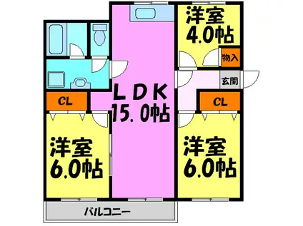 寺畑マンション(3LDK/1階)の間取り写真