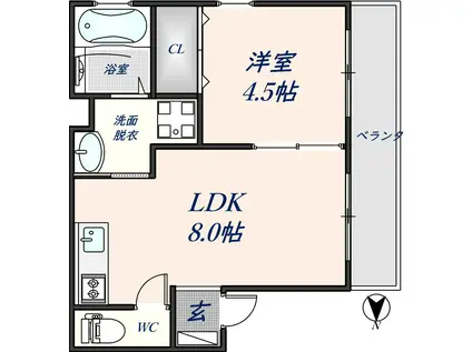 ディアコート岩田II(1LDK/1階)の間取り写真