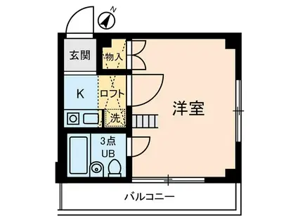 イリス三田(1K/3階)の間取り写真