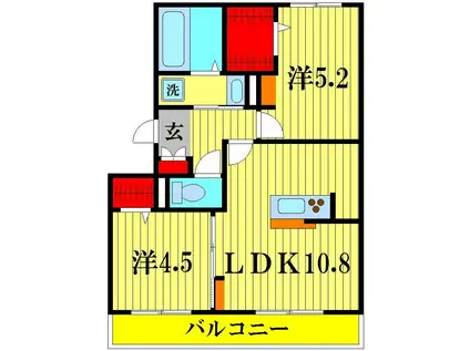 シエルドール(2LDK/3階)の間取り写真