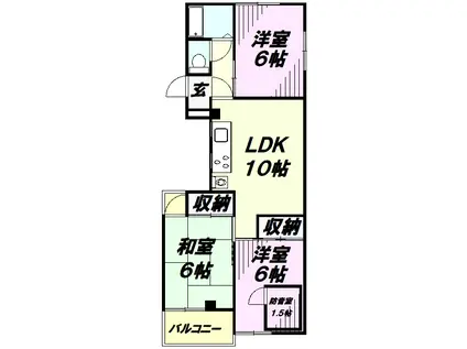 所沢ツインキューブ(3LDK/3階)の間取り写真