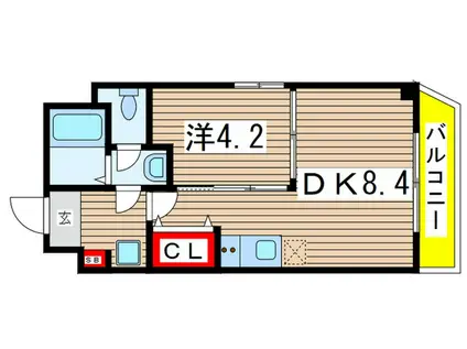 エクセレントコート千葉新宿(1DK/2階)の間取り写真