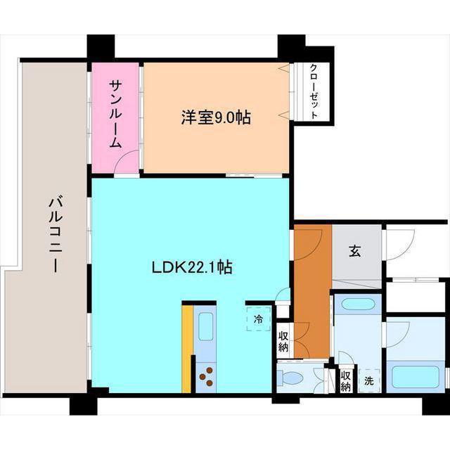 フォンテーヌ尾山町(1LDK/6階)の間取り写真